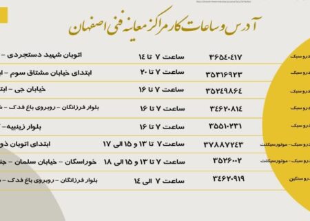 آغاز به کار مراکز معاینه فنی خودروهای اصفهان از ساعت ۷ صبح