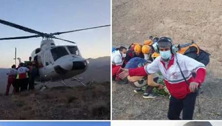 نجات کوهنورد آسیب دیده در ارتفاعات شاه قنداب شهرضا توسط تیم امداد و نجات کوهستان و امداد هوایی جمعیت هلال احمر استان اصفهان