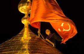 پایان ۲ ماه عزاداری در کربلا/ پرچم سرخ انتقام دوباره بر گنبد سیدالشهدا (ع) نصب شد