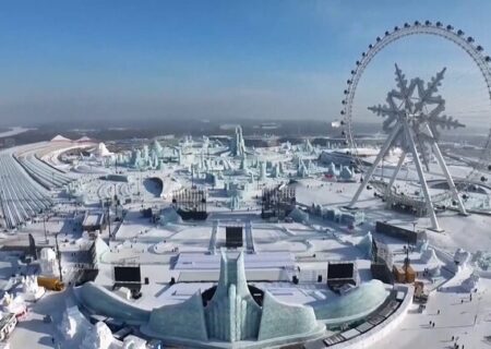 بزرگ‌ترین پارک برفی جهان در چین افتتاح شد
